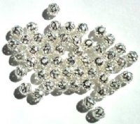 50 6mm Round Bright Silver Plated Filigrae Beads